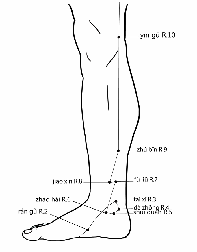 Acupuncture Point Rangu KD-2 (illustration, picture, view, show, demonstration, location)